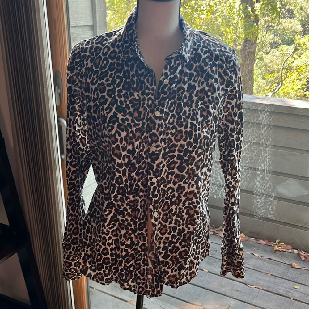 JCrew Perfect Leopard button down shirt